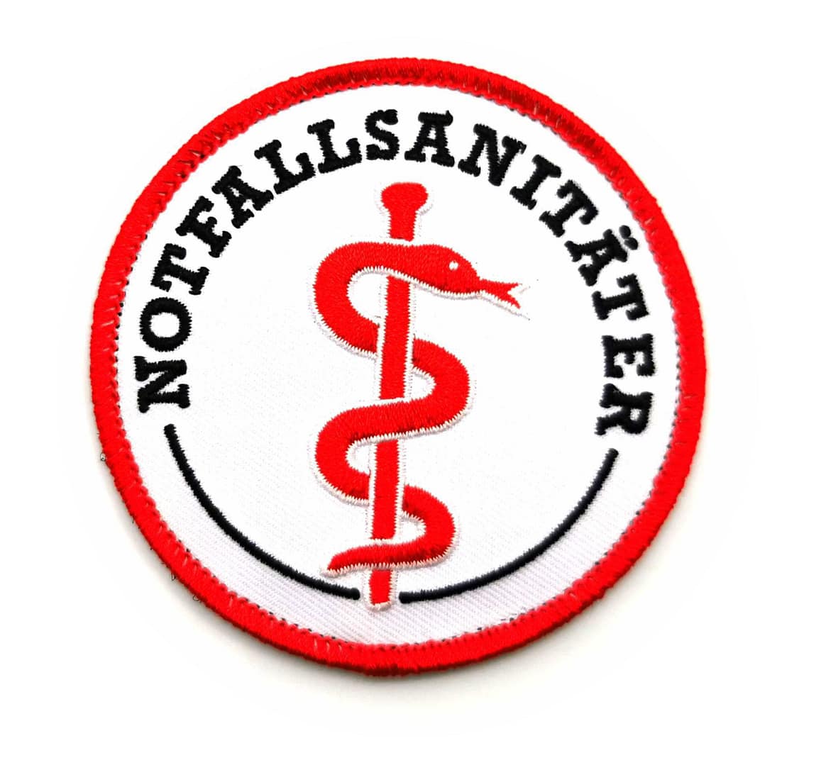 Notfallsanitäter Stoffaufnäher/Patch Klett (8cm Durchmesser)| Rettungsdienst | DRK | Malteser | Johanniter | ASB | BRK