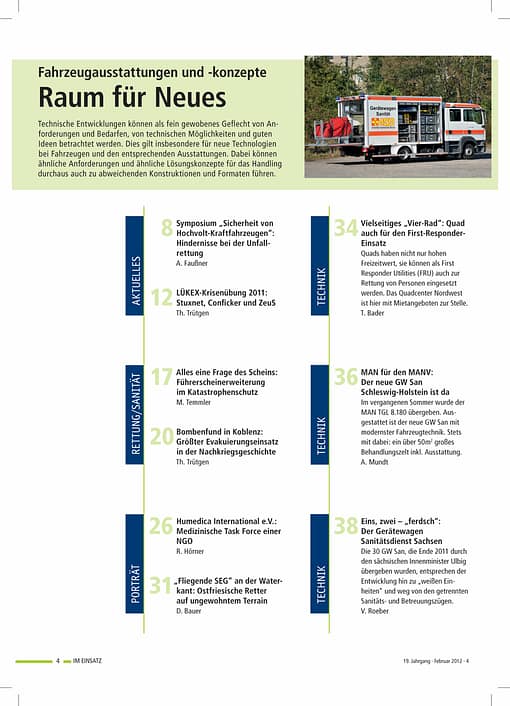 IM EINSATZ 01/2012 - Fahrzeug-Ausstattungen