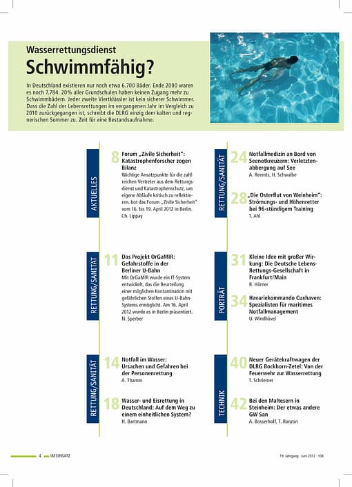 IM EINSATZ 03/2012 - Bestandsaufnahme beim Wasserrettungsdienst