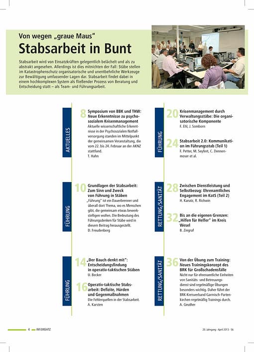 IM EINSATZ 02/2013 - Stabsarbeit – viele Facetten und Funktionen