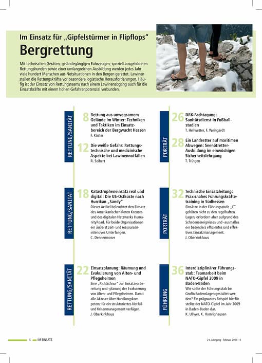 IM EINSATZ 01/2014 - Hilfe für Gipfelstürmer in Flipflops