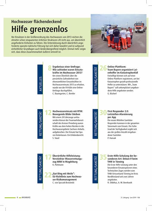 IM EINSATZ 03/2014 - Grenzenlose Fluthilfe