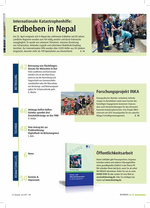 IM EINSATZ 03/2015 - Hilfe und Unterstützung für Menschen auf der Flucht
