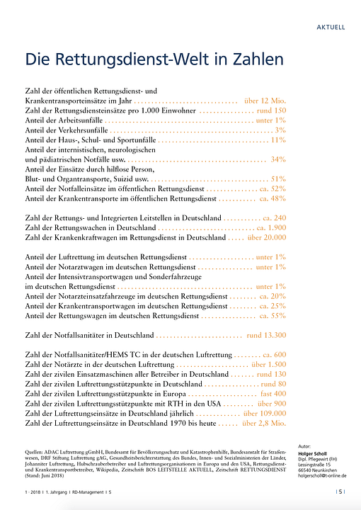Zahlen und Fakten im Sonderheft RETTUNGSDIENST-Management