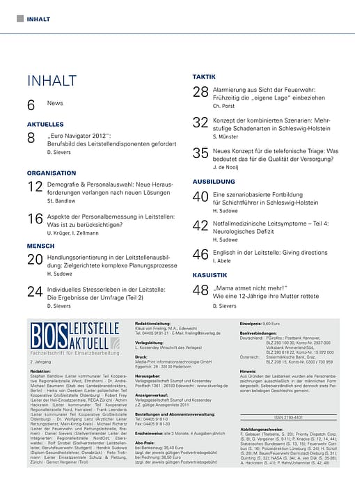 BOS LEITSTELLE AKTUELL 4/2012 - Personalplanung