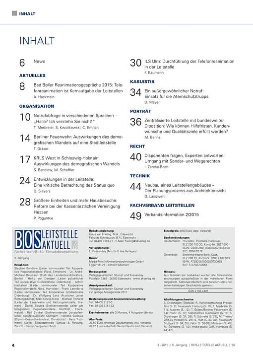 BOS LEITSTELLE AKTUELL 2/2015 - Demografie in Stadt und Land