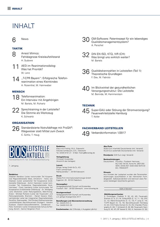BOS LEITSTELLE AKTUELL 1/2017 - Normen, Leitlinien, Empfehlungen