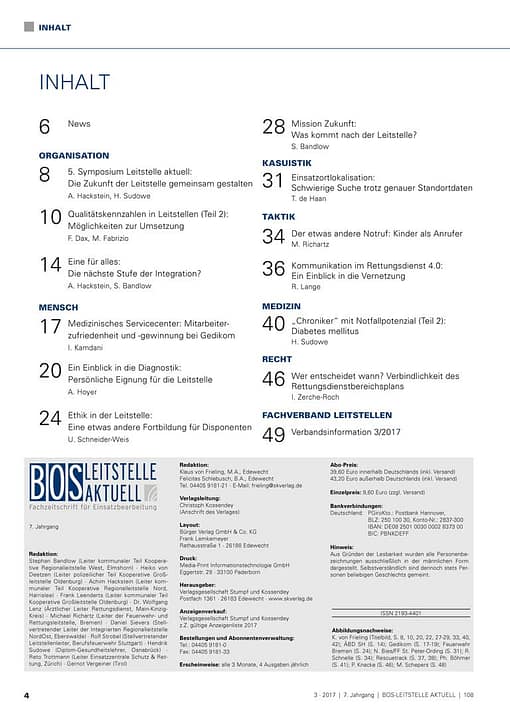 BOS LEITSTELLE AKTUELL 3/2017 - Personalentwicklung