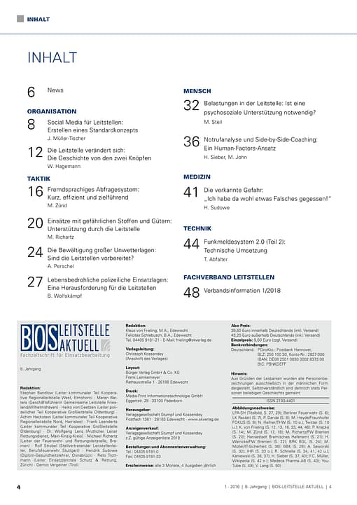 BOS LEITSTELLE AKTUELL 1/2018 - Terror- und Amoklagen