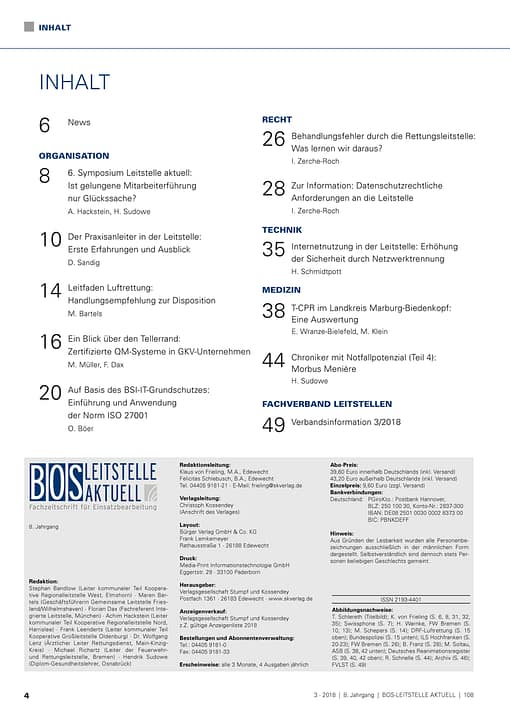 BOS LEITSTELLE AKTUELL 3/2018 - Datensicherheit