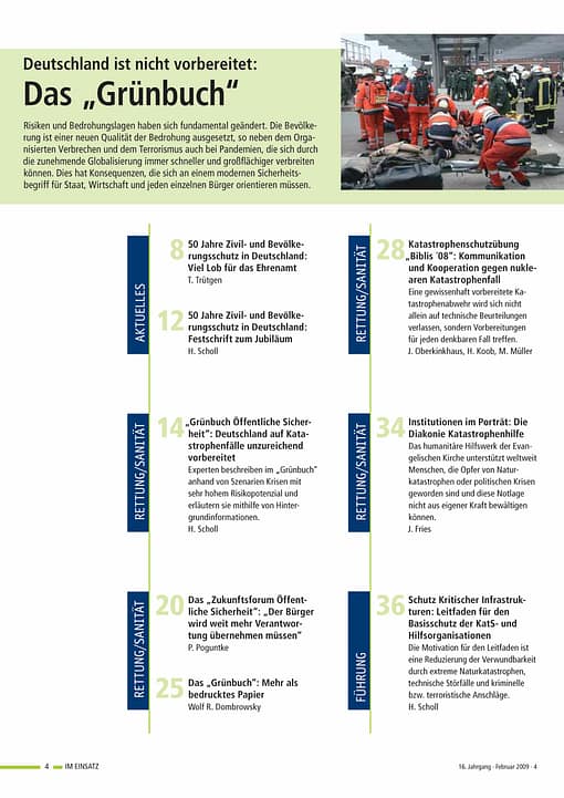 IM EINSATZ 01/2009 - Deutschland ist nicht vorbereitet