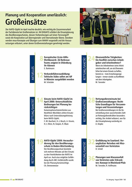 IM EINSATZ 04/2009 - Planung und Kooperation unerlässlich
