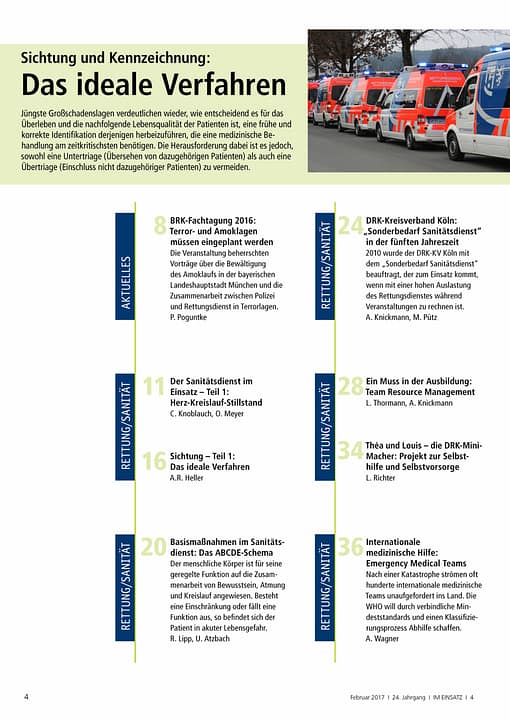 IM EINSATZ 01/2017 - Steigende Herausforderungen für Sanitätsdienst und Katastrophenschutz