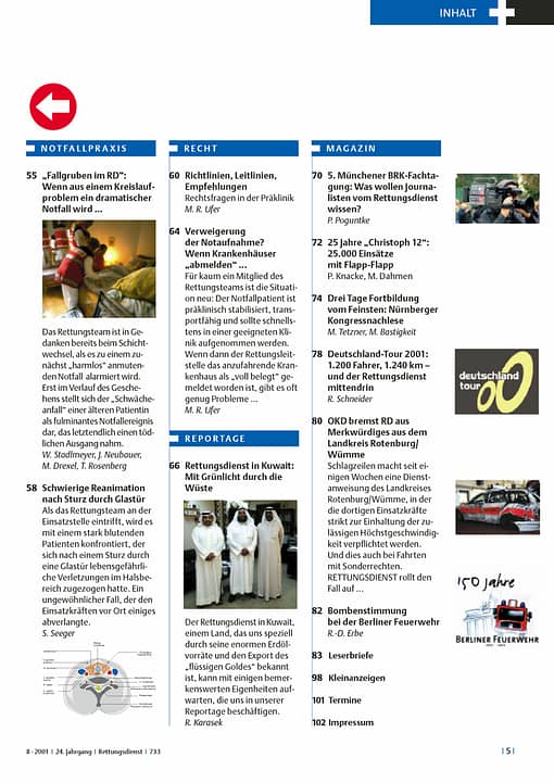 RETTUNGSDIENST 08/2001