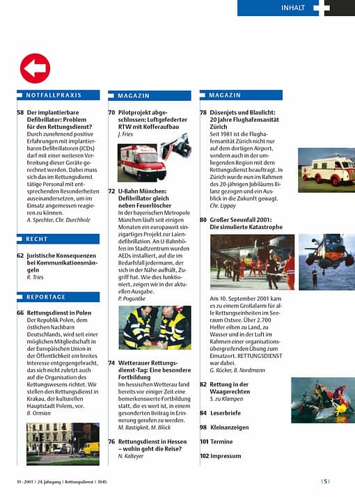 RETTUNGSDIENST 11/2001