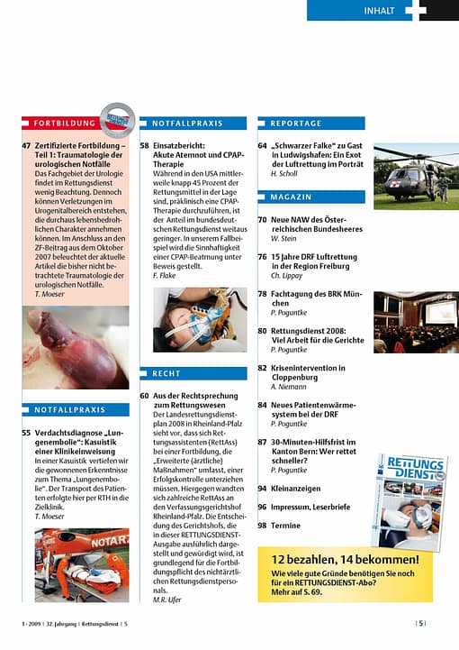 RETTUNGSDIENST 01/2009