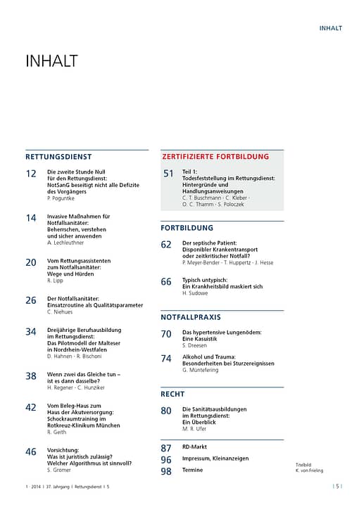 RETTUNGSDIENST 01/2014