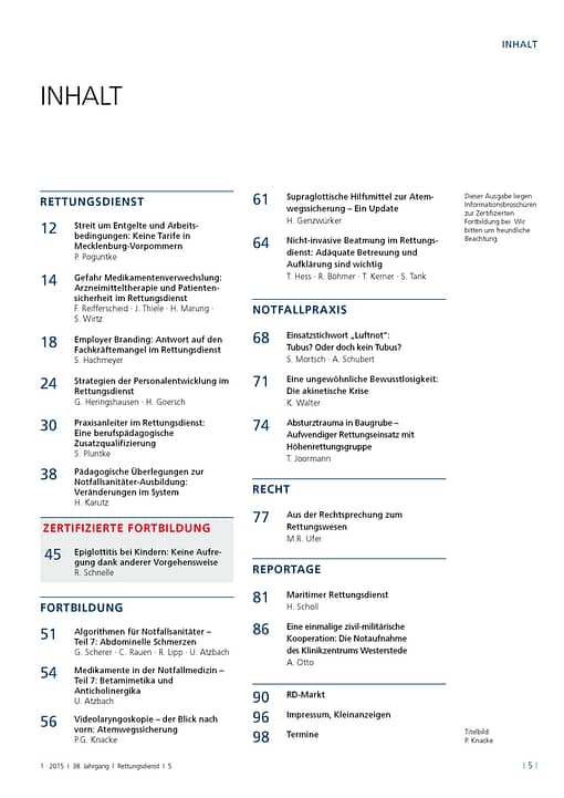 RETTUNGSDIENST 01/2015
