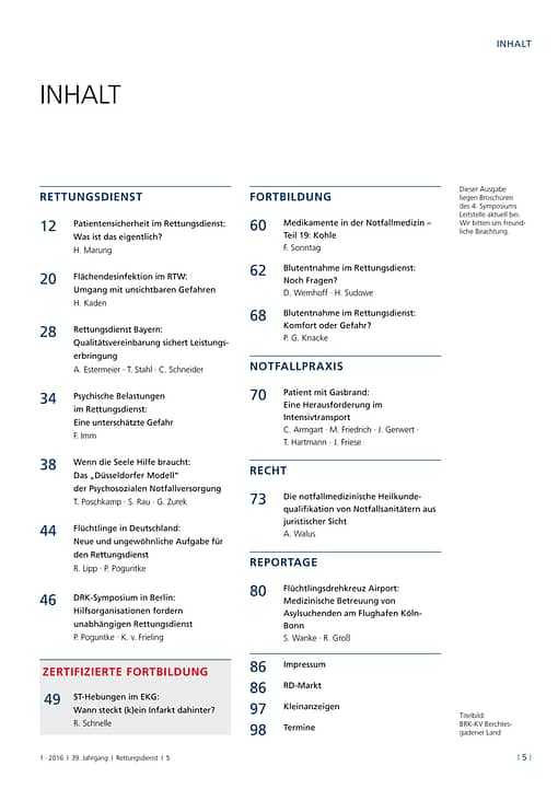 RETTUNGSDIENST 01/2016