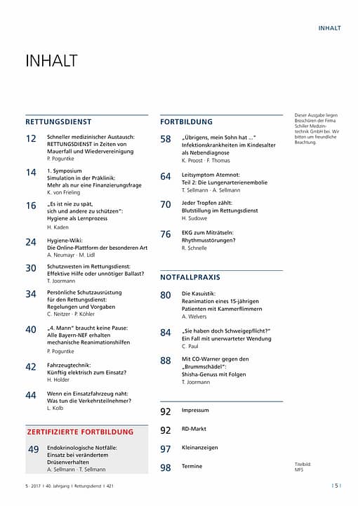 Rettungsdienst 5/2017 - Eigensicherung