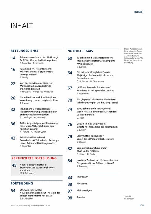 Rettungsdienst 11/2017 - Notfallpraxis