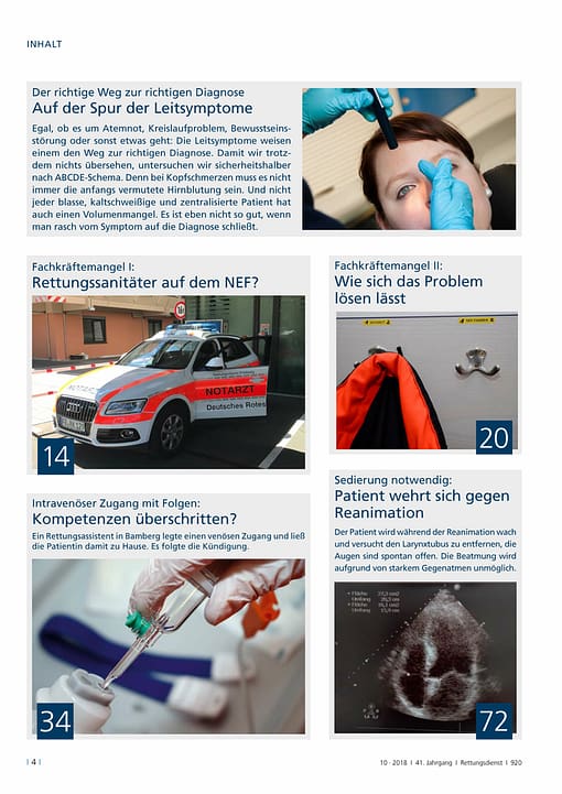 Rettungsdienst 10/2018 - Leitsymptome im Rettungsdienst