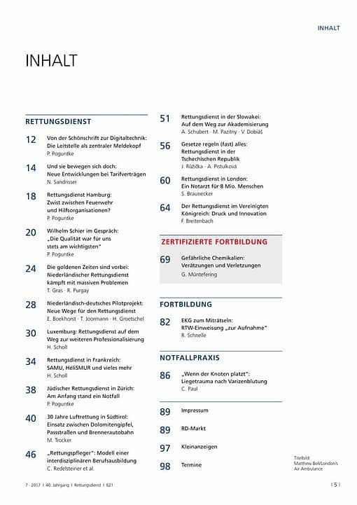 Rettungsdienst 7/2017 - Rettungsdienst in Europa
