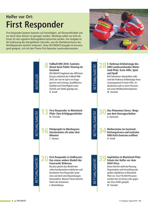 IM EINSATZ 04/2010 - Helfer vor Ort und First Responder