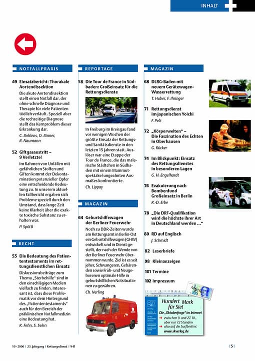 RETTUNGSDIENST 10/2000