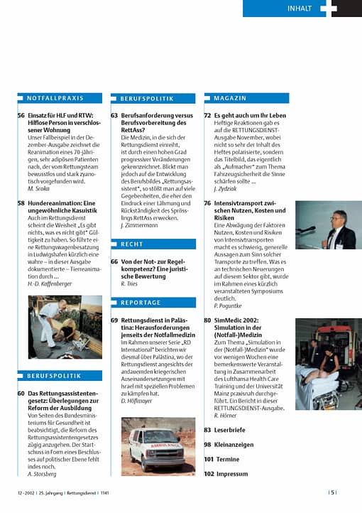 RETTUNGSDIENST 12/2002
