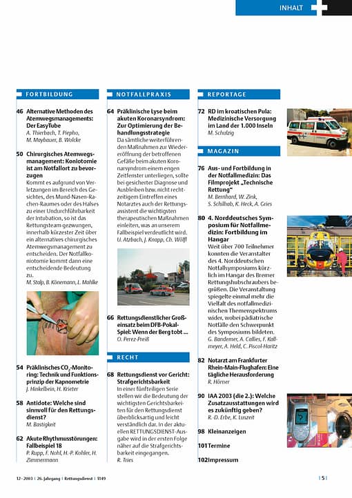 RETTUNGSDIENST 12/2003