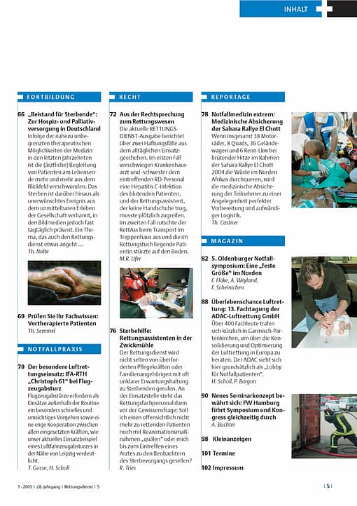 RETTUNGSDIENST 01/2005