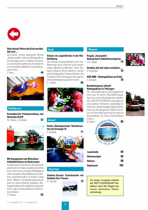 RETTUNGSDIENST 01/2000