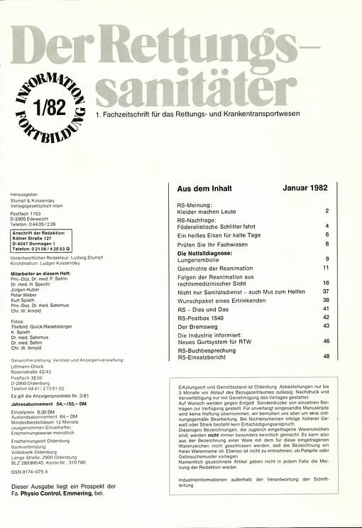 Der Rettungssanitäter 01/1982