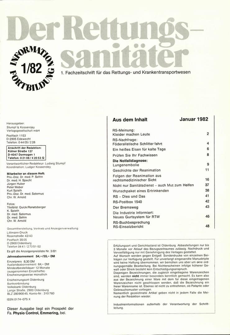 Der Rettungssanitäter 01/1982