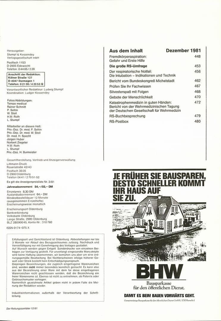 Der Rettungssanitäter 12/1981