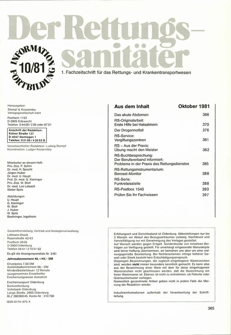 Der Rettungssanitäter 10/1981