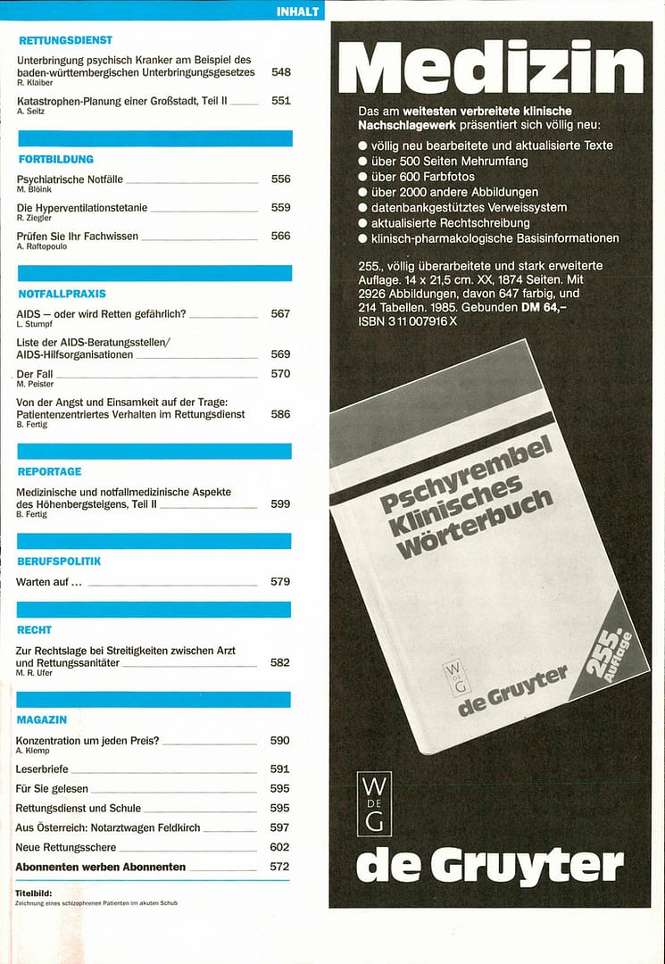 RETTUNGSDIENST 12/1985
