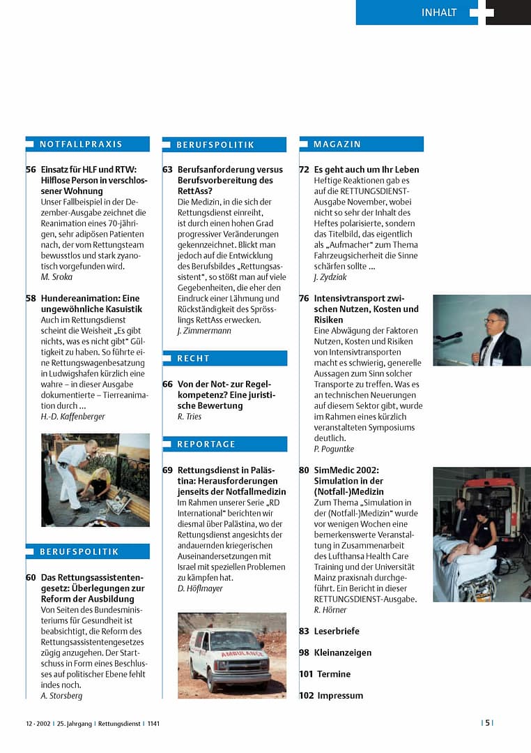 RETTUNGSDIENST 12/2002