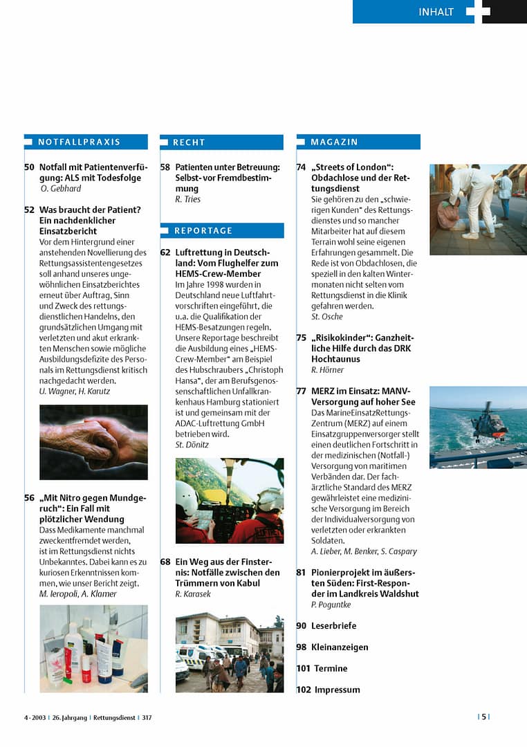 RETTUNGSDIENST 04/2003
