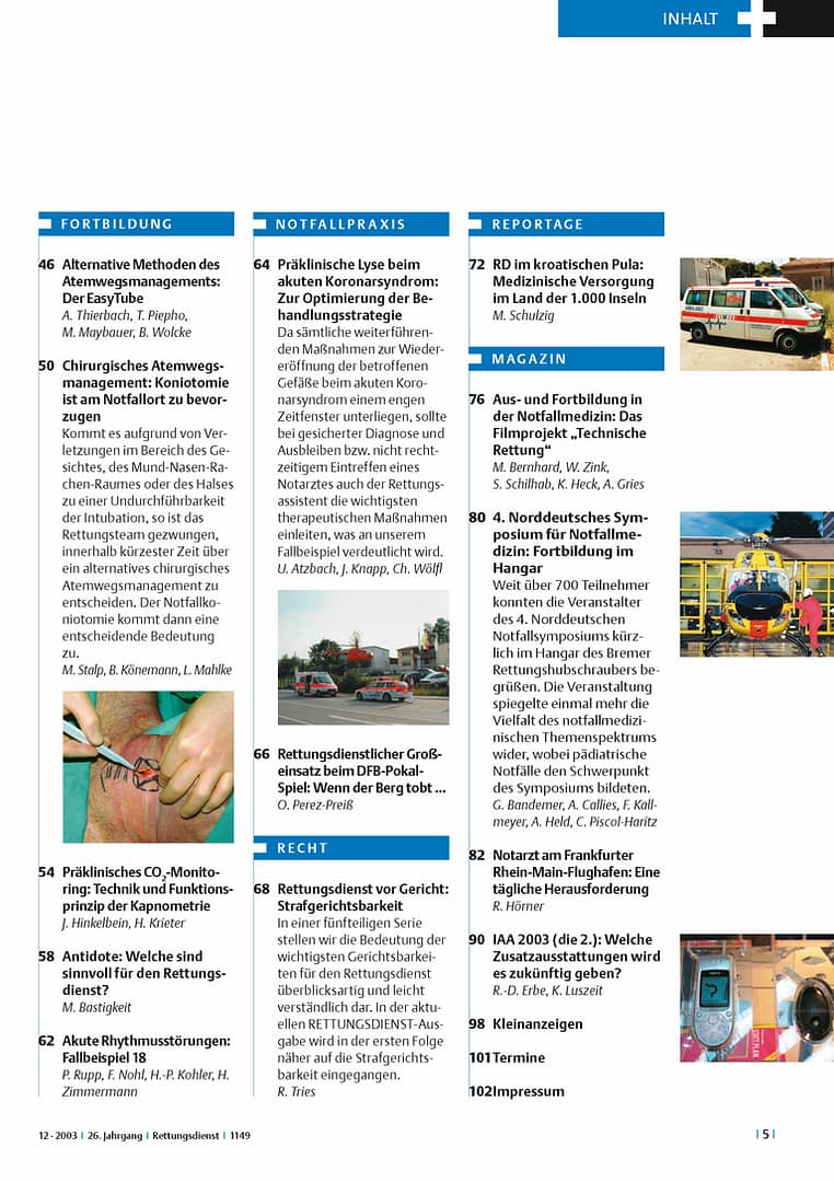 RETTUNGSDIENST 12/2003