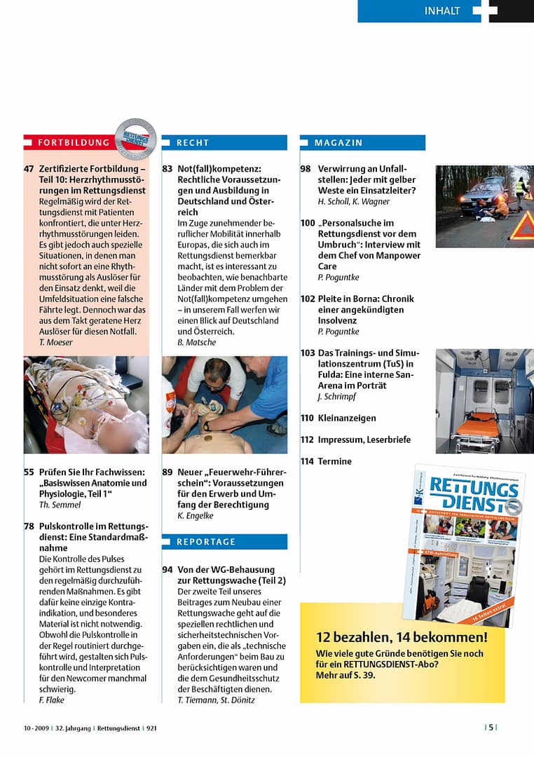 RETTUNGSDIENST 10/2009