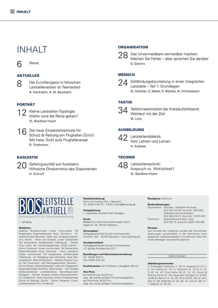 BOS LEITSTELLE AKTUELL 1/2011 - Kernprozesse der Notrufabfrage