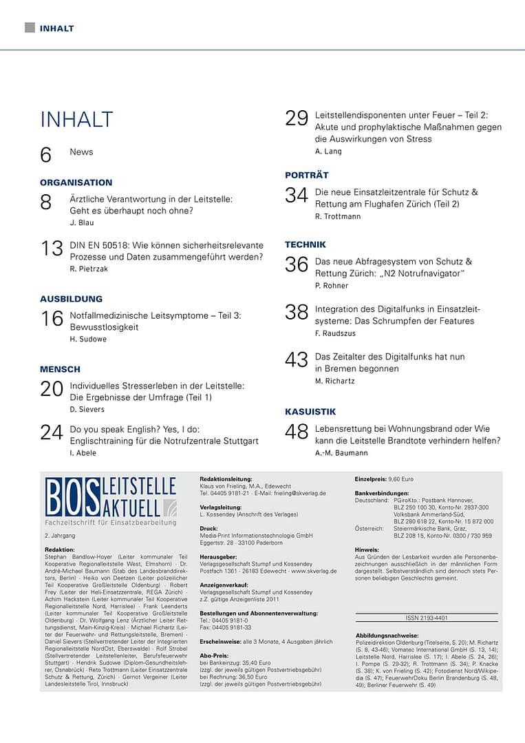 BOS LEITSTELLE AKTUELL 3/2012 - Arzt in der Leitstelle