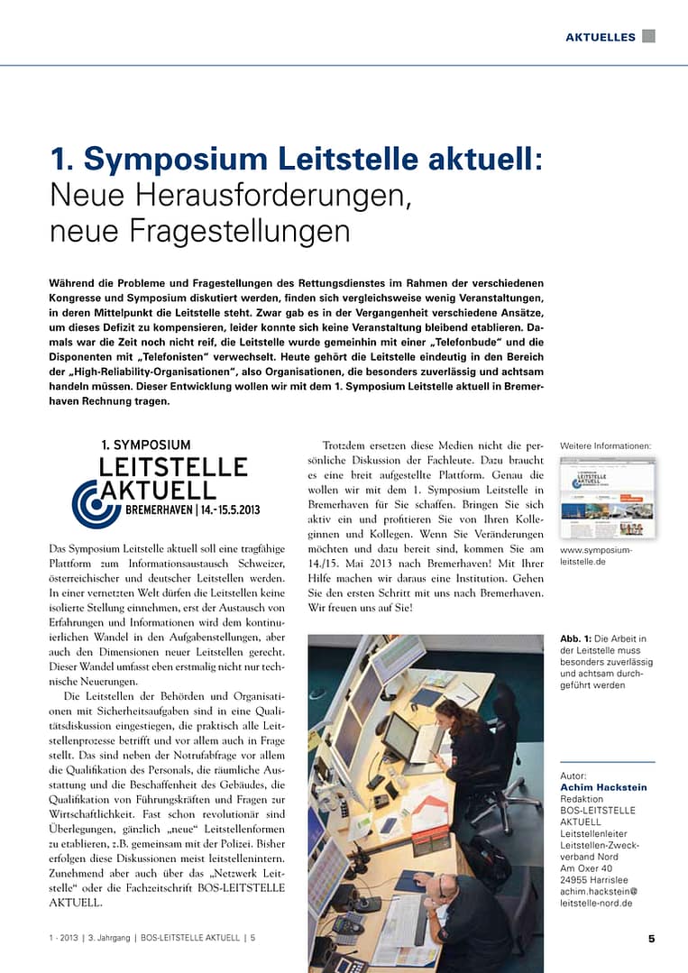 BOS LEITSTELLE AKTUELL 1/2013 - Kommunikation