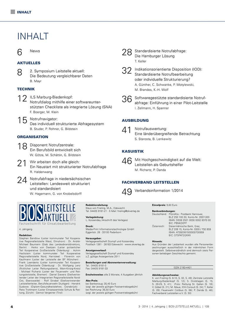 BOS LEITSTELLE AKTUELL 3/2014 - Notrufabfrage