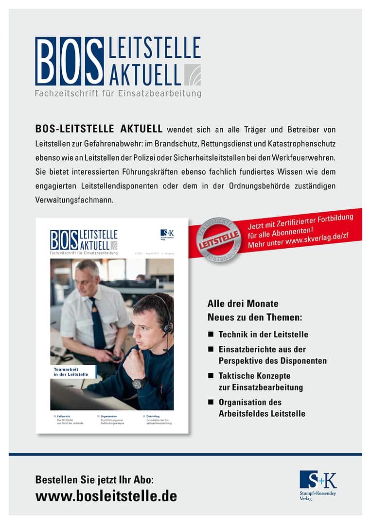 BOS LEITSTELLE AKTUELL 3/2015 - Teamarbeit in der Leitstelle