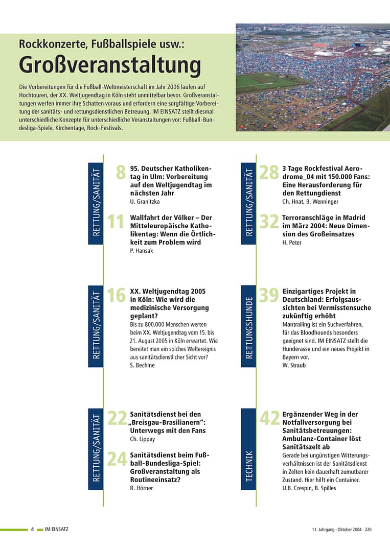 IM EINSATZ 05/2004 - Rockkonzerte, Fußballspiele usw.