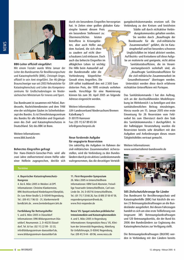 IM EINSATZ 01/2005 - Katastropheneinsätze