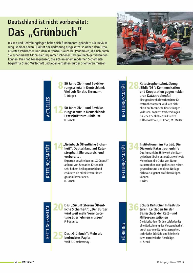 IM EINSATZ 01/2009 - Deutschland ist nicht vorbereitet